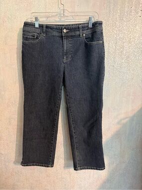 Chico’s Size 1, Cropped Dark Denim Jeans, Casual, Summertime, Cottagecore